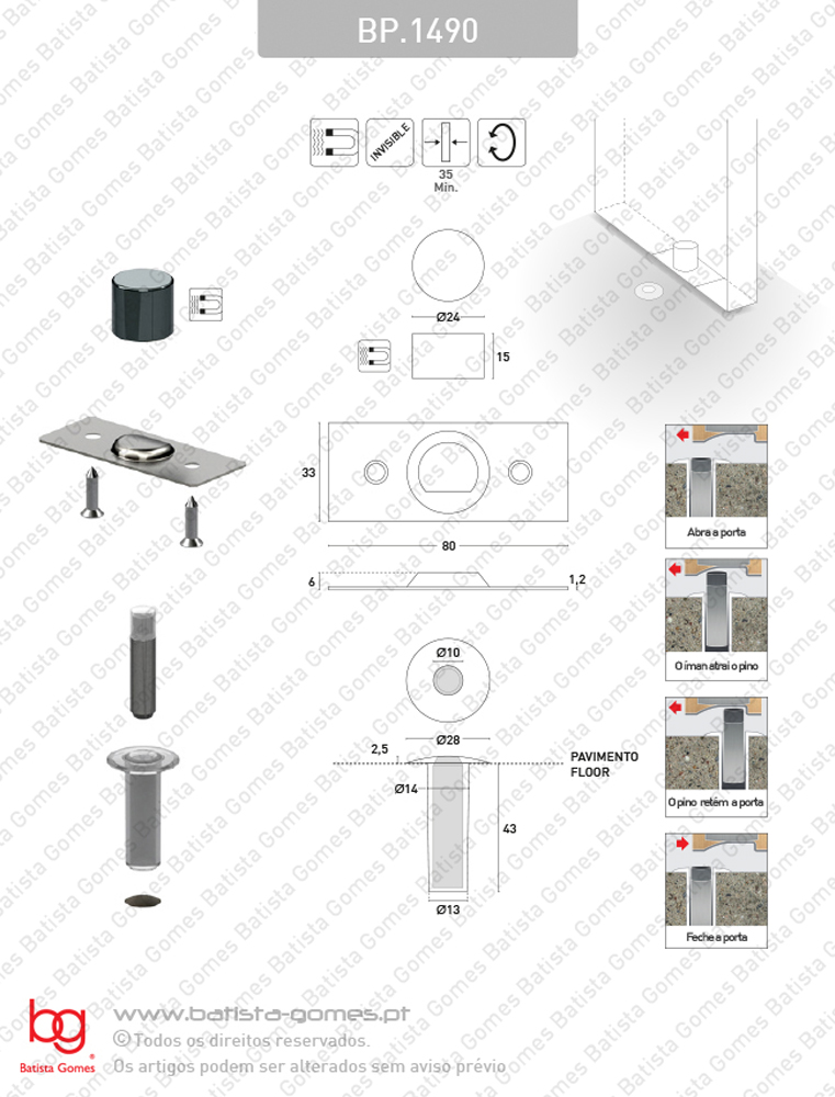 Batente limitador de abertura de porta - magn�tico e invis�vel